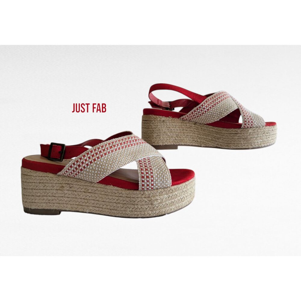 Just Fab Aura wedge espadrilles platform sandals   Sz 8